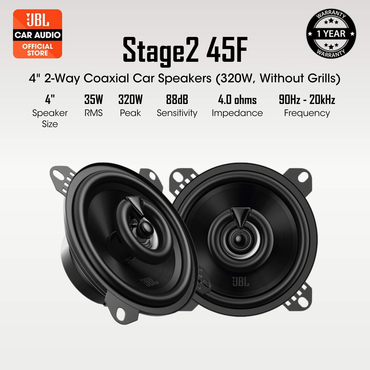 JBL Stage2 45F – 4" 2-Way Coaxial Car Speakers (320W, Without Grills)